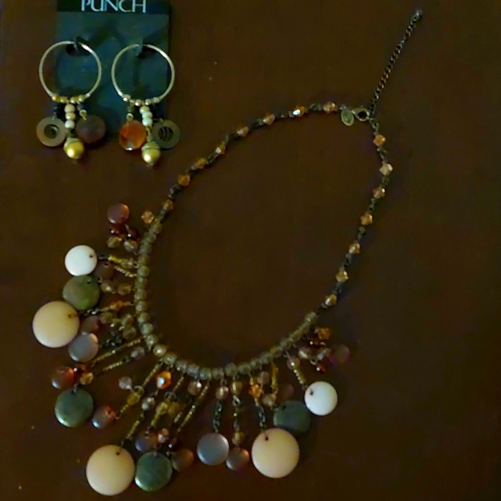 Necklace and hoop earrings